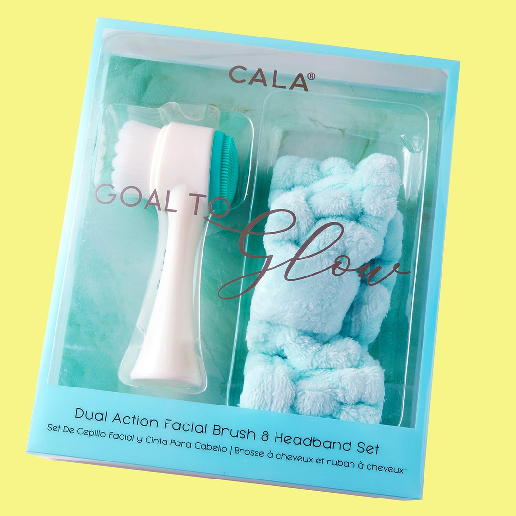 CALA Blue Goal to Glow Dual Action Facial Brush & Headband Set